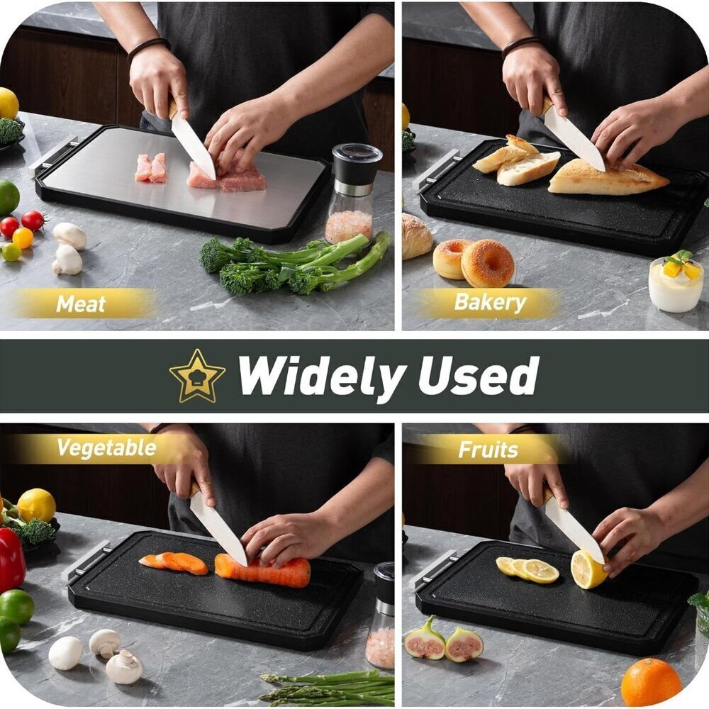 Stainless Steel Cutting Board, Non Toxic Cutting Board for Kitchen, Double Sided